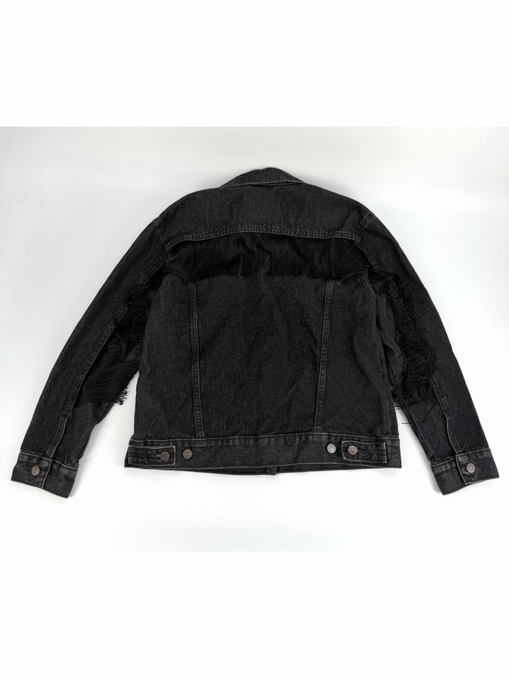 Levi's Ex-Boyfriend Fringe Trucker Denim Jacket Women’s Size M NWT - Picture 16 of 16